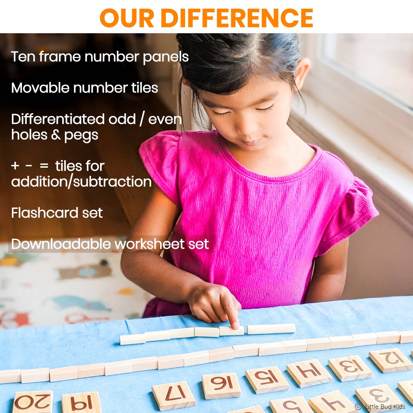Counting Pegs Math Toy Set & Ten Frame Addition Flashcards