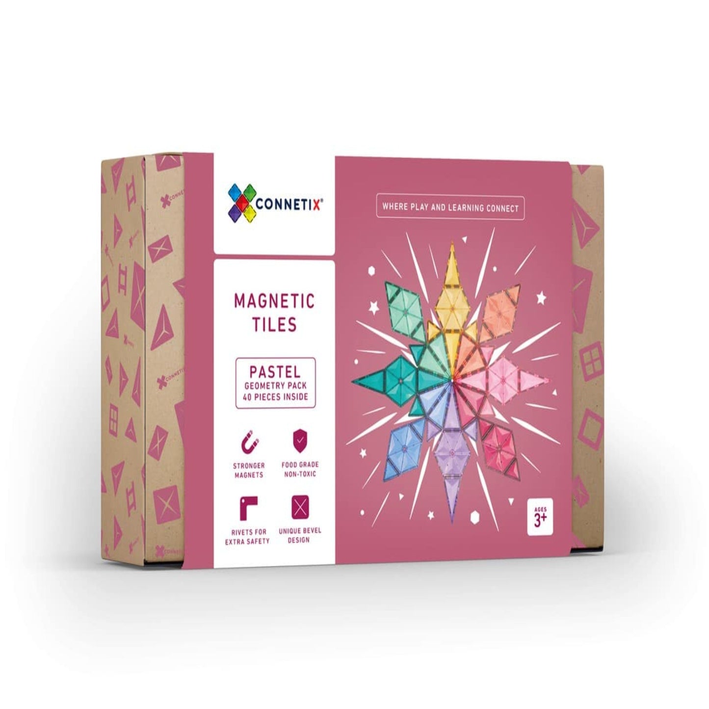 Magnetic Tiles - 40 piece Pastel Geometry Pack