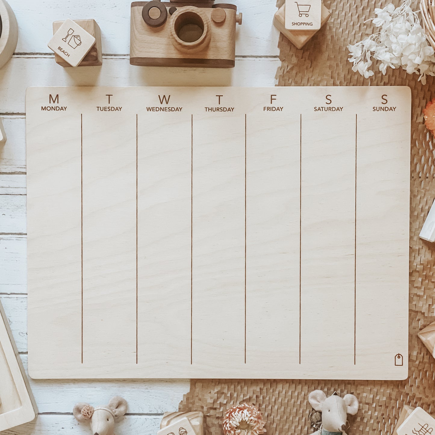 wooden weekly planner for kids