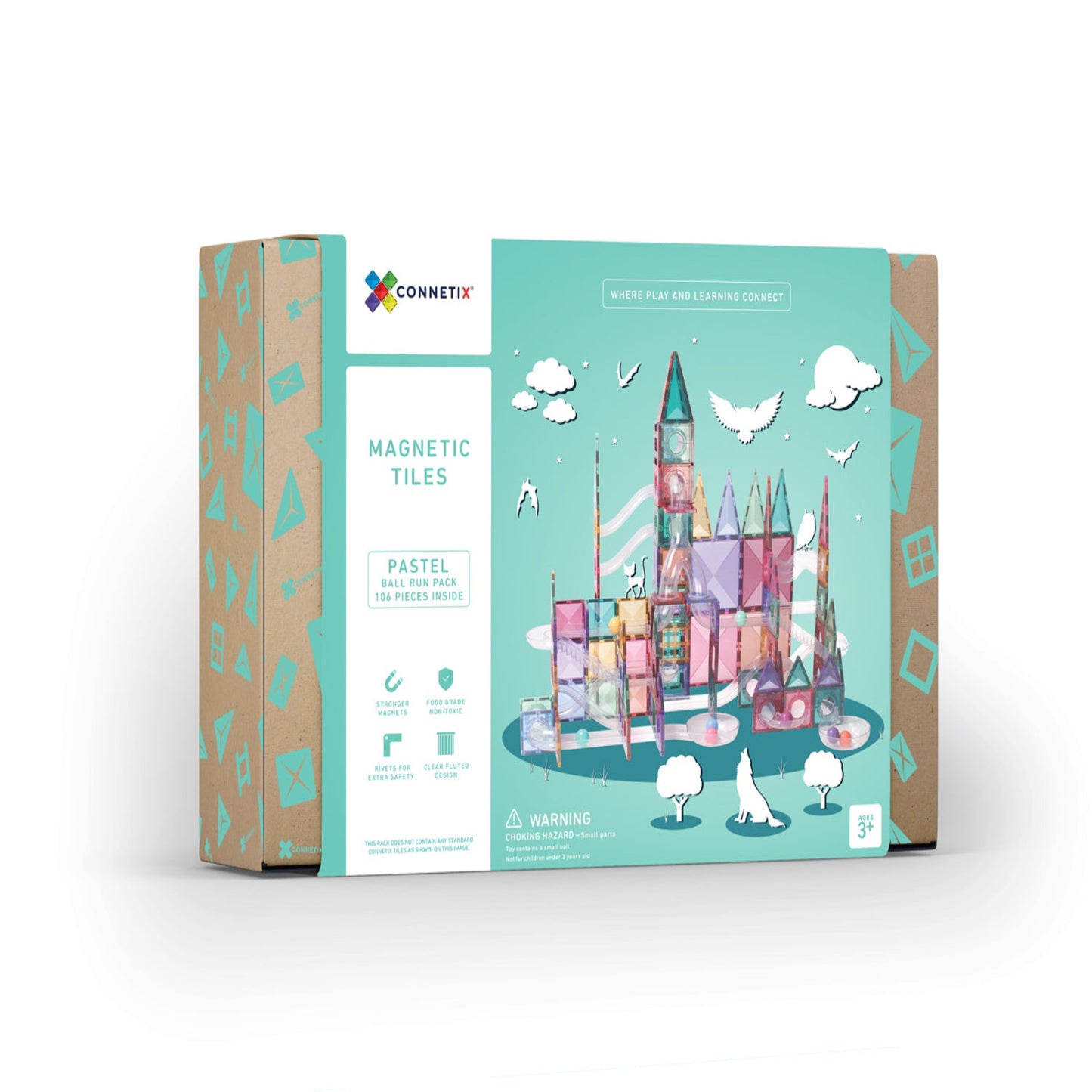 Magnetic Tiles - 106 Piece Pastel Ball Run Pack