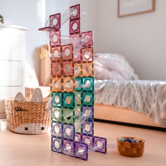 Magnetic Tiles - 106 Piece Pastel Ball Run Pack