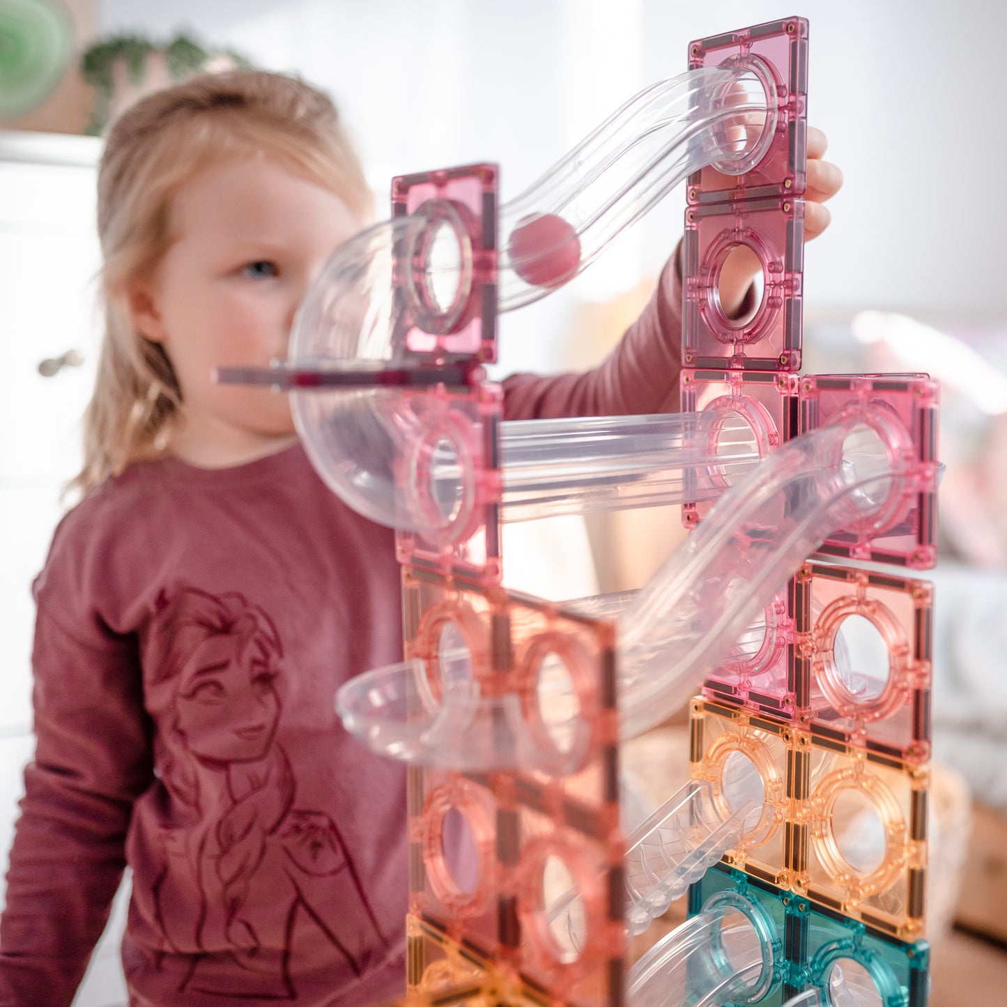 Magnetic Tiles - 106 Piece Pastel Ball Run Pack