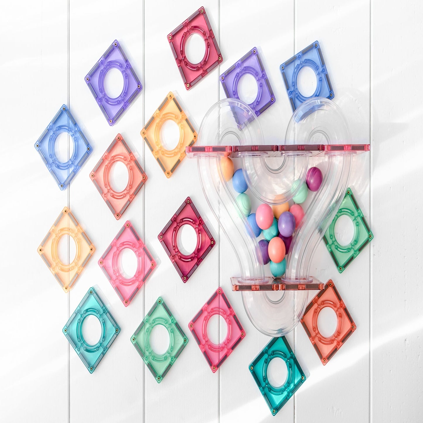 Magnetic Tiles - 106 Piece Pastel Ball Run Pack