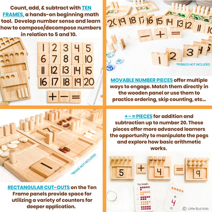 Counting Pegs Math Toy Set & Ten Frame Addition Flashcards