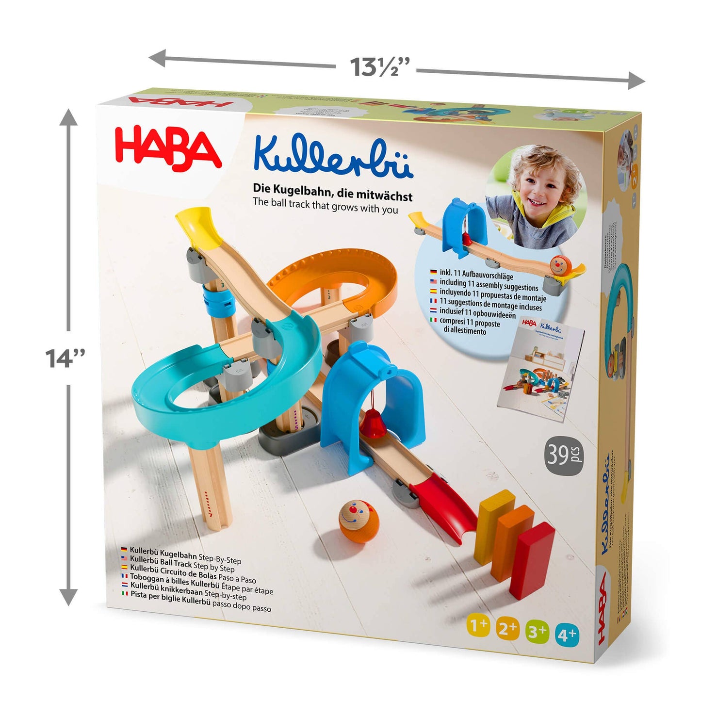 HABA Kullerbu toy packaging with dimensions and product details