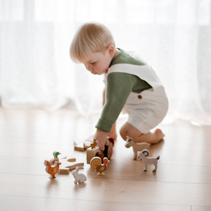 Wooden Farm Animal Set for Kids